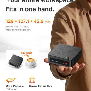 BOSGAME E4 Home-Office-Mini PC, Ryzen 5 3550H (Beats N150, up to 3.7 GHz), 16 GB DDR4 RAM 512 GB NVMe SSD, Mini Computer, 4K Triple Display, HDMI, USB-C, DP, Dual LAN, Wi-Fi 5,...