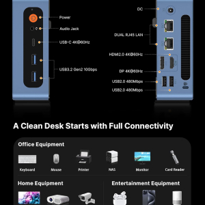 BOSGAME E5 Mini PC Windows 11 Pro, Ryzen 5300U (Beats 4300U, Up to 3.8GHz), 16GB DDR4 RAM 512GB SSD Mini Desktop PC, Triple 4K Display, Dual 2.5G LAN, WiFi 5, BT5.0, Mini...