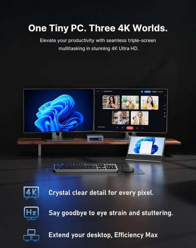 BOSGAME E5 Mini PC Windows 11 Pro, Ryzen 5300U (Beats 4300U, Up to 3.8GHz), 16GB DDR4 RAM 512GB SSD Mini Desktop PC, Triple 4K Display, Dual 2.5G LAN, WiFi 5, BT5.0, Mini...