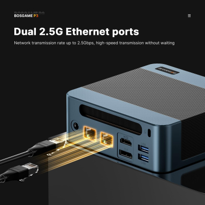BOSGAME P3 Lite Mini PC Ryzen 7 6800H Processor(8C/16T, up to 4.7GHz) Mini Gaming Desktop PC, 32GB DDR5 1TB M.2 PCIe 4.0 SSD, Triple Display, Dual 2.5G LAN Ports, Wi-Fi 6E,...