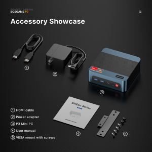 BOSGAME P3 Lite Mini PC Ryzen 7 6800H Processor(8C/16T, up to 4.7GHz) Mini Gaming Desktop PC, 32GB DDR5 1TB M.2 PCIe 4.0 SSD, Triple Display, Dual 2.5G LAN Ports, Wi-Fi 6E,...