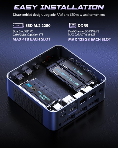 BOSGAME P3 MIX Gaming Mini PC, AMD Ryzen 7640HS (Up to 5.0 GHz), 16GB DDR5 RAM 512GB NVMe SSD Small PC, HDMI/DP/USB4, 8K Triple Display, Dual LAN, Wi-Fi 6E, Bluetooth 5.2, Mini...