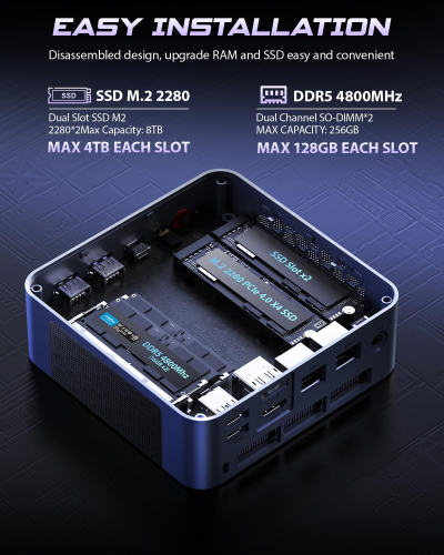 BOSGAME P3 MIX Gaming Mini PC, Ryzen 7640HS (Beat 6800H, Up to 5.0 GHz), 32GB DDR5 RAM 1TB PCIe4.0 SSD Mini Computer, HDMI/DP/USB4, 8K Triple Display, Dual LAN, Wi-Fi 6E, BT...