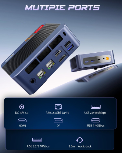 BOSGAME P3 MIX Gaming Mini PC, Ryzen 7640HS (Beat 6800H, Up to 5.0 GHz), 32GB DDR5 RAM 1TB PCIe4.0 SSD Mini Computer, HDMI/DP/USB4, 8K Triple Display, Dual LAN, Wi-Fi 6E, BT...