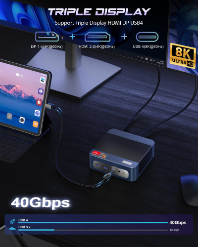 BOSGAME P3 MIX Gaming Mini PC, Ryzen 7640HS (Beat 6800H, Up to 5.0 GHz), 32GB DDR5 RAM 1TB PCIe4.0 SSD Mini Computer, HDMI/DP/USB4, 8K Triple Display, Dual LAN, Wi-Fi 6E, BT...