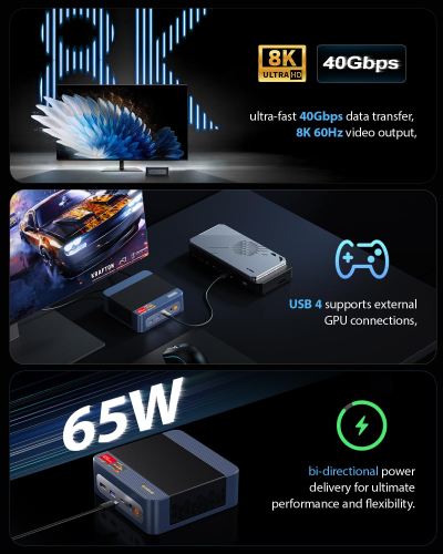 BOSGAME P3 MIX Gaming Mini PC, Ryzen 7640HS (Beat 6800H, Up to 5.0 GHz), 32GB DDR5 RAM 1TB PCIe4.0 SSD Mini Computer, HDMI/DP/USB4, 8K Triple Display, Dual LAN, Wi-Fi 6E, BT...