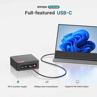 BOSGAME P3 Plus Mini PC, AMD Ryzen 7 7840HS 8C/16T Processor Mini Desktop PC,Up to 5.1 GHz,16GB DDR5 1TB SSD | WiFi 6E & BT5.2 | Dual LAN/HDMI/DP/USB-C, Triple Display Mini...