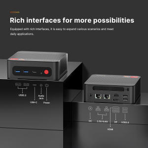 BOSGAME P4 Plus Mini PC Ryzen 7 7730U (Upgraded 5825U), 8C/16T, up to 4.5GHz, 16GB DDR4 1TB PCIe 4.0 SSD, Triple Display Desktop PC, WiFi 6E, BT5.2, Type-C