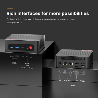 BOSGAME P4 Plus Mini PC Ryzen 7 7730U (Upgraded 5825U), 8C/16T, up to 4.5GHz, 16GB DDR4 1TB PCIe 4.0 SSD, Triple Display Desktop PC, WiFi 6E, BT5.2, Type-C