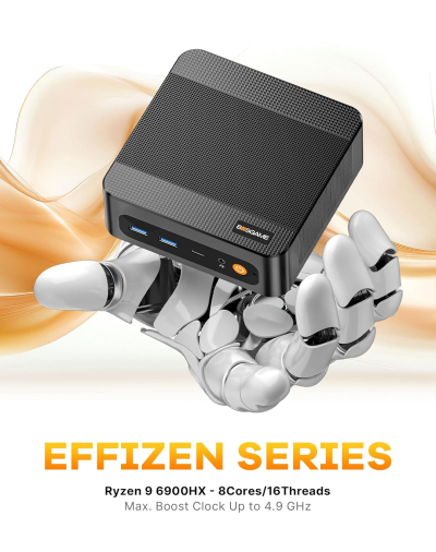 BOSGAME P6 Gaming Mini PC windows 11 pro, Ryzen 9 6900HX (8C/16T, up to 4.9GHz) Mini PC, 32GB LPDDR5 1TB NVMe SSD Mini Desktop, WiFi 6E/BT5.3/Dual LAN/4K UHD/Triple Display/PC...