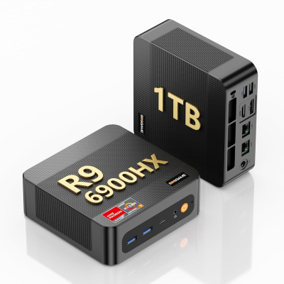BOSGAME P6 Gaming Mini PC windows 11 pro, Ryzen 9 6900HX (8C/16T, up to 4.9GHz) Mini PC, 32GB LPDDR5 1TB NVMe SSD Mini Desktop, WiFi 6E/BT5.3/Dual LAN/4K UHD/Triple Display/PC...