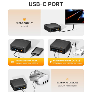 BOSGAME P6 Gaming Mini PC windows 11 pro, Ryzen 9 6900HX (8C/16T, up to 4.9GHz) Mini PC, 32GB LPDDR5 1TB NVMe SSD Mini Desktop, WiFi 6E/BT5.3/Dual LAN/4K UHD/Triple Display/PC...