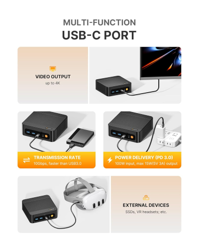 BOSGAME P6 Gaming Mini PC windows 11 pro, Ryzen 9 6900HX (8C/16T, up to 4.9GHz) Mini PC, 32GB LPDDR5 1TB NVMe SSD Mini Desktop, WiFi 6E/BT5.3/Dual LAN/4K UHD/Triple Display/PC...
