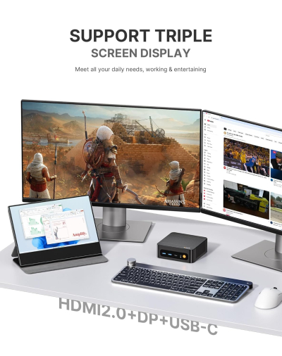 BOSGAME P6 Gaming Mini PC windows 11 pro, Ryzen 9 6900HX (8C/16T, up to 4.9GHz) Mini PC, 32GB LPDDR5 1TB NVMe SSD Mini Desktop, WiFi 6E/BT5.3/Dual LAN/4K UHD/Triple Display/PC...