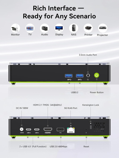 GMKtec K13 5G Mini PC AI Intel Ultra 7 256V (up to 4.8GHz) 16GB DDR5 8533MHz 512GB PCIe 4.0 SSD Gaming Mini Computer, 2X M.2 Expansion Slots, HDMI, USB4