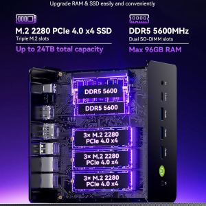 GMKtec K15 AI Mini PC Oculink Intel Ultra 5 125U 32GB DDR5 512GB SSD, Desktop Computer AI Boost, 3X M.2 2280 Storage Expansion, Dual NIC 2.5GbE, HDMI 2.1, USB4