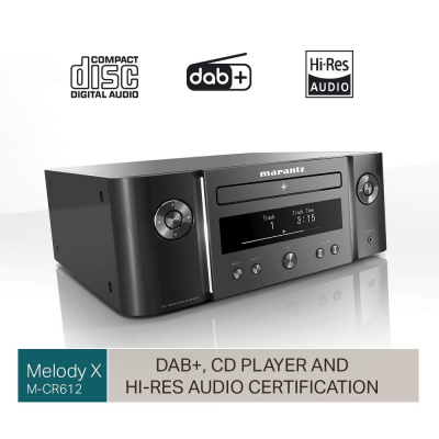 Marantz X - MCR612 HiFi Amplifier, Bluetooth Receiver with CD-Player, DAB+ Radio, Music Streaming, HEOS Multiroom, AirPlay 2, Google Assistant/Siri/Alexa Compatible, 2 TV-inputs...