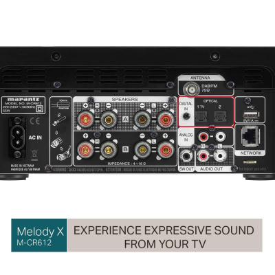 Marantz X - MCR612 HiFi Amplifier, Bluetooth Receiver with CD-Player, DAB+ Radio, Music Streaming, HEOS Multiroom, AirPlay 2, Google Assistant/Siri/Alexa Compatible, 2 TV-inputs...