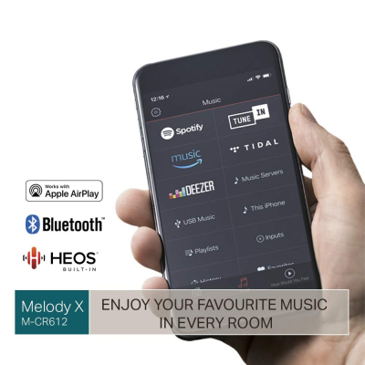 Marantz X - MCR612 HiFi Amplifier, Bluetooth Receiver with CD-Player, DAB+ Radio, Music Streaming, HEOS Multiroom, AirPlay 2, Google Assistant/Siri/Alexa Compatible, 2 TV-inputs...