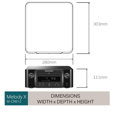 Marantz X - MCR612 HiFi Amplifier, Bluetooth Receiver with CD-Player, DAB+ Radio, Music Streaming, HEOS Multiroom, AirPlay 2, Google Assistant/Siri/Alexa Compatible, 2 TV-inputs...