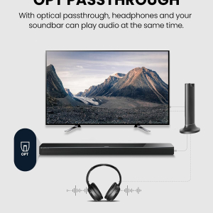 Avantree Opera Plus – Wireless Headphones for TV Watching, Clear Dialogue & Volume Boost for Seniors, Optical Soundbar Passthrough, Charging Transmitter Base