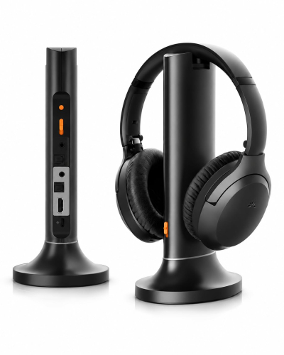 Avantree Opera Plus – Wireless Headphones for TV Watching, Clear Dialogue & Volume Boost for Seniors, Optical Soundbar Passthrough, Charging Transmitter Base