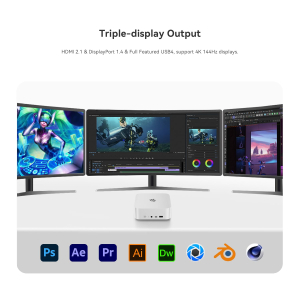 Beelink SER8 Mini PC, AMD Ryzen 7 8845HS(8C/16T up to 5.1GHz), 24GB DDR5 RAM 1TB M.2 PCIe4.0 SSD Mini Gaming Computer, 4K Triple Display HDMI2.1/DP1.4/USB4, 2.5G RJ45/WiFi 6/BT5.2