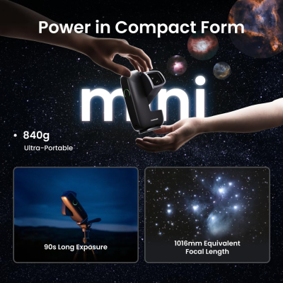 DWARFLAB DWARF Mini Smart Telescope - 840g Ultra-Portable Astronomy Telescope for Astrophotography with Built-in Filters, Auto GOTO, AZ/EQ Mode and Cloud Processing, Ideal for...