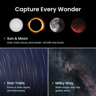 DWARFLAB DWARF Mini Smart Telescope - 840g Ultra-Portable Astronomy Telescope for Astrophotography with Built-in Filters, Auto GOTO, AZ/EQ Mode and Cloud Processing, Ideal for...