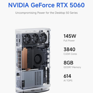 MINISFORUM G1 Pro Gaming Mini PC, Ryzen 9 8945HX, 16C/32T up to 5.4GHz, GeForce RTX 5060 8GB GDDR7,32GB DDR5, 1TB SSD, 5GbE, Wi-Fi 7, Quad 4K, 245W Performance Compact Desktop