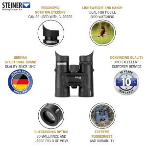 STEINER binoculars SkyHawk 4.0 8x32 - German quality optics, sharp details, handy, light, perfect for nature, animal and bird watching