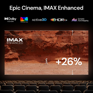 Valerion StreamMaster Plus Triple Laser Projector, 2X Faster Performance, 4ms Lag-Free Gaming, TV-Rich Streaming, IMAX, AI 4K UHD, Voice Control, with Active 3D, Dolby Vision&Atmos