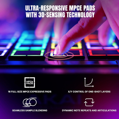 Akai Professional MPC Live III - Standalone Portable Music Production Center with MPCe Pads, Sequencer, Touchscreen, Mic, Stereo Monitors, Audio Interface, Wi-Fi, Bluetooth,...
