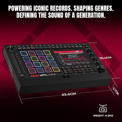 Akai Professional MPC Live III - Standalone Portable Music Production Center with MPCe Pads, Sequencer, Touchscreen, Mic, Stereo Monitors, Audio Interface, Wi-Fi, Bluetooth,...