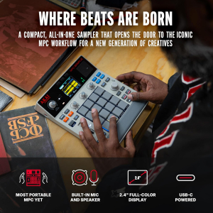 Akai Professional MPC Sample Standalone Portable Sampler, Sequencer and Effects Processor, with Rechargeable Battery, USB-C, Built-in Speaker and Microphone