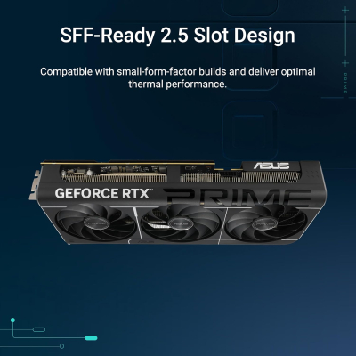 ASUS Prime GeForce RTX 5080 OC 16G GDDR7 Graphics Card - PCIe 5.0, 2685MHz Boost Clock, 1 x HDMI 2.1b, 3 x DP 2.1b, 2.5-slot, Axial-tech fans, Vapor chamber, Dual BIOS, SFF-Ready