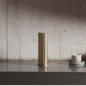 Bang & Olufsen Beosound Emerge – Compact Bookshelf Speaker, WiFi Bluetooth, Ultra-Wide Sound, Slim Design Home Speaker, Eco-responsible Circular Speaker - Gold Tone