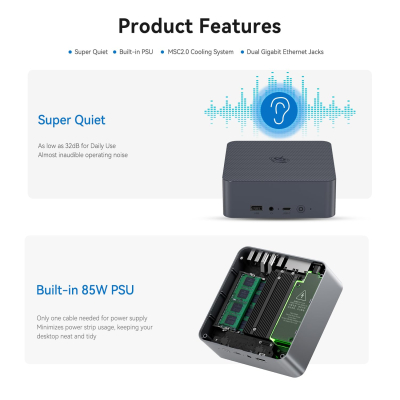 Beelink EQi13 Mini PC, Intel Core i5 13500H (up to 4.7GHz) 12C/16T, 16GB LPDDR5 500GB M.2 PCIe4.0 SSD Mini Computer Windows 11 Pro,4K Dual Display/HDMI/Type-C/WiFi 6/BT5.2/Dual...
