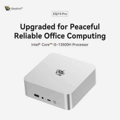 Beelink EQi13 Pro Mini PC, Intel Core i5 13500H (up to 4.7GHz) 12C/16T, Mini Computer 32GB DDR4 500GB PCIe4.0 SSD, Desktop Computer Windows 11 Pro Built-in PSU/Dual Display/Dual...