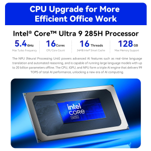 Beelink Mini PC GTi15, Intel Core Ultra 9 285H(16C/16T, up to 5.4GHz), 64GB DDR5 1TB PCIe4.0 SSD AI Mini Computer Win11 Pro, 4K Triple Display, USB4.0, built-in PSU, Speakers,...
