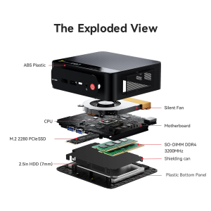 Beelink Mini PC SER5 Pro, AMD Ryzen 5 5625U(6C/12T,up to 4.3GHz), 16GB DDR4 480GB M.2 NVMe SSD Mini Computer Windows 11 Pro, 4K Triple Display HDMI/DP/Type-C, 2.5G LAN/WiFi6/BT5.2