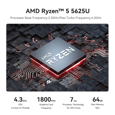 Beelink Mini PC SER5 Pro, AMD Ryzen 5 5625U(6C/12T,up to 4.3GHz), 16GB DDR4 480GB M.2 NVMe SSD Mini Computer Windows 11 Pro, 4K Triple Display HDMI/DP/Type-C, 2.5G LAN/WiFi6/BT5.2