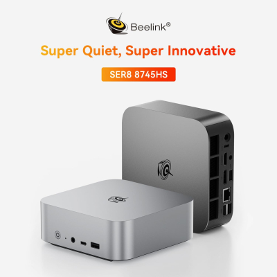 Beelink SER8 Mini PC, AMD Ryzen 7 8745HS (8C/16T up to 4.9GHz), 32GB DDR5 1TB PCIe4.0 SSD Mini Gaming Computer Windows 11 Pro, 4K Triple Display, HDMI/DP/USB4, 2.5G RJ45/WiFi...