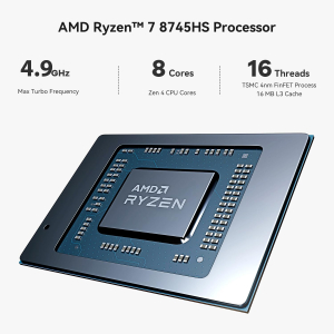 Beelink SER8 Mini PC, AMD Ryzen 7 8745HS (8C/16T up to 4.9GHz), 32GB DDR5 1TB PCIe4.0 SSD Mini Gaming Computer Windows 11 Pro, 4K Triple Display, HDMI/DP/USB4, 2.5G RJ45/WiFi...