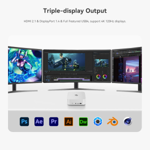 Beelink SER8 Mini PC, AMD Ryzen 7 8745HS (8C/16T up to 4.9GHz), 32GB DDR5 1TB PCIe4.0 SSD Mini Gaming Computer Windows 11 Pro, 4K Triple Display, HDMI/DP/USB4, 2.5G RJ45/WiFi...