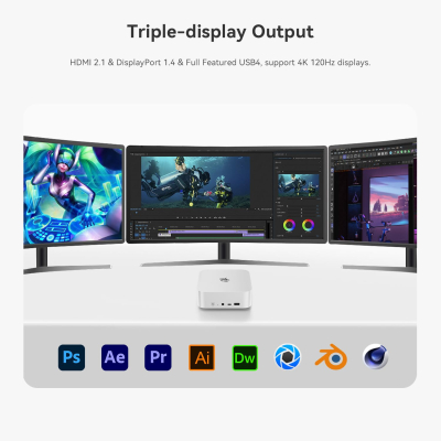 Beelink SER8 Mini PC, AMD Ryzen 7 8745HS (8C/16T up to 4.9GHz), 32GB DDR5 1TB PCIe4.0 SSD Mini Gaming Computer Windows 11 Pro, 4K Triple Display, HDMI/DP/USB4, 2.5G RJ45/WiFi...