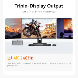 Beelink SER9 MAX Mini PC, AMD Ryzen 7 260(8C/16T, up to 5.1GHz), 64GB DDR5 1TB M.2 PCIe4.0 SSD, 4K Triple Display HDMI/DP/USB4 Mini Computer Windows11 Pro, 10Gbps LAN, WiFi6, BT5.2