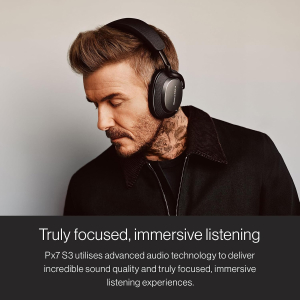 Bowers & Wilkins Px7 S3 Wireless Headphones, Noise Cancelling Over-Ear Bluetooth Headphones with aptX™ Adaptive, 8-Mic ANC, Fast Charging, 30-Hour Battery Life - Anthracite Black