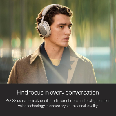 Bowers & Wilkins Px7 S3 Wireless Headphones, Noise Cancelling Over-Ear Bluetooth Headphones with aptX™ Adaptive, 8-Mic ANC, Fast Charging, 30-Hour Battery Life - Anthracite Black