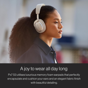 Bowers & Wilkins Px7 S3 Wireless Headphones, Noise Cancelling Over-Ear Bluetooth Headphones with aptX™ Adaptive, 8-Mic ANC, Fast Charging, 30-Hour Battery Life - Anthracite Black